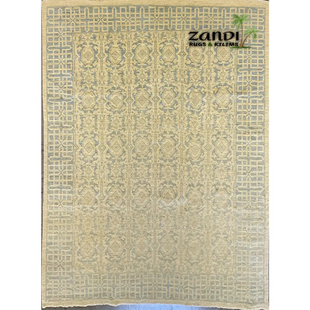 Hand knotted Afghani Khotan design rug size 9'11''x8'1'' RR10117